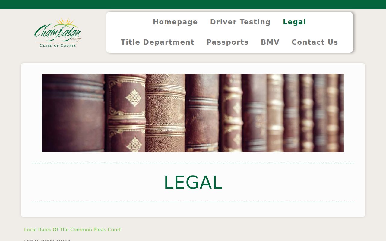 Champaign County court docket Clerk Legal record-search page