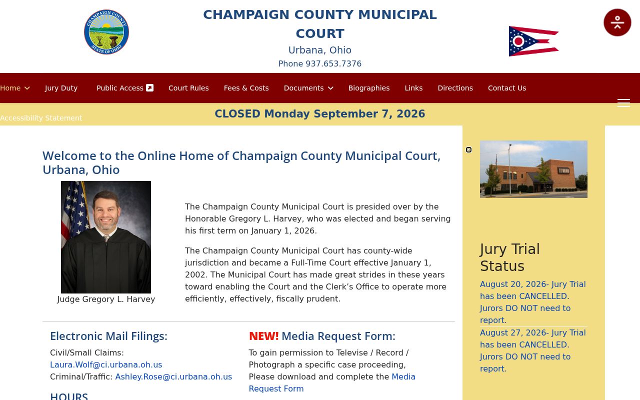 Champaign County traffic and Municipal Court docket homepage