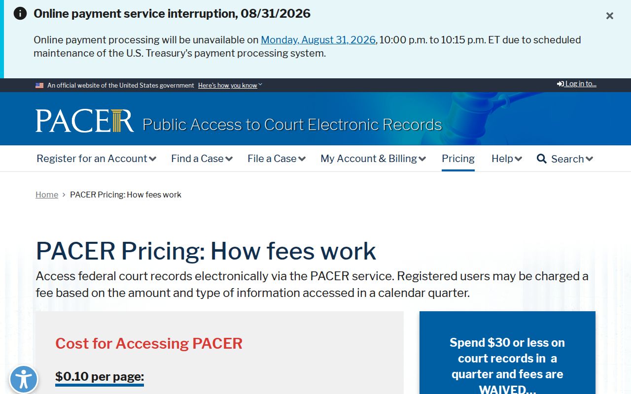 Christiansburg court docket PACER federal record access source